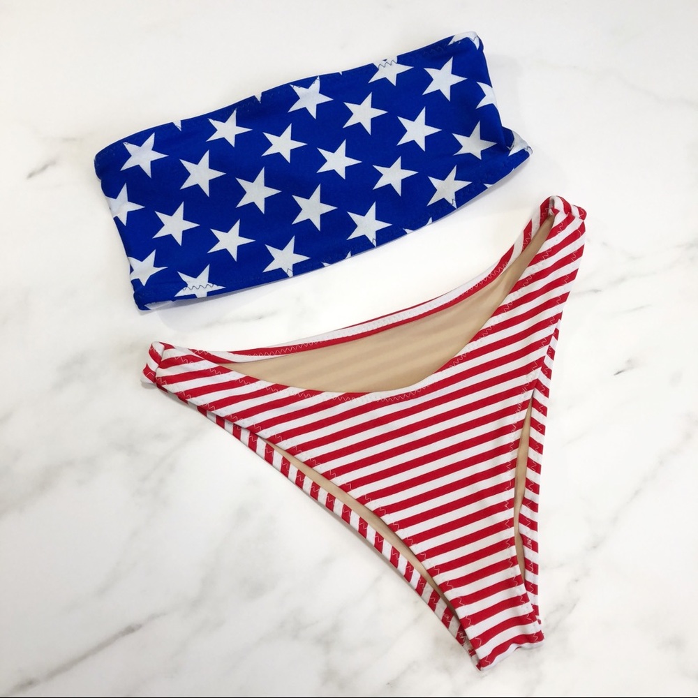 American flag bandeau swimsuit